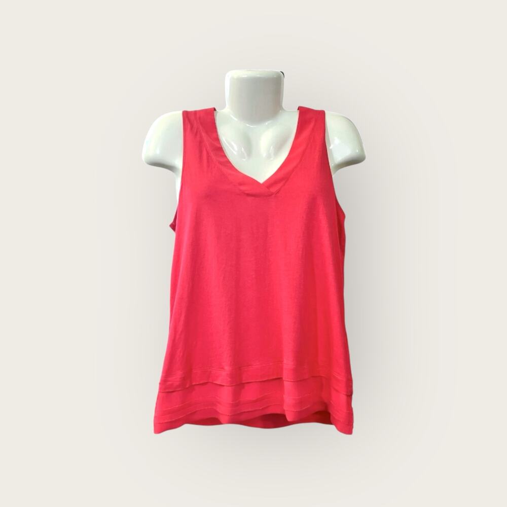 Banana Republic Women's Pink Sleeveless V-Neck Layered Hem Blouse | Size M